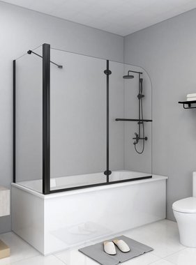 vidaXL Douche klapwand 120x68x130 cm ESG zwart