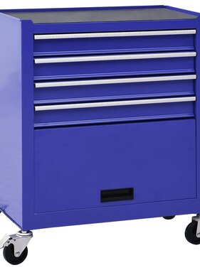 VidaXL Gereedschapswagen met 4 lades staal blauw