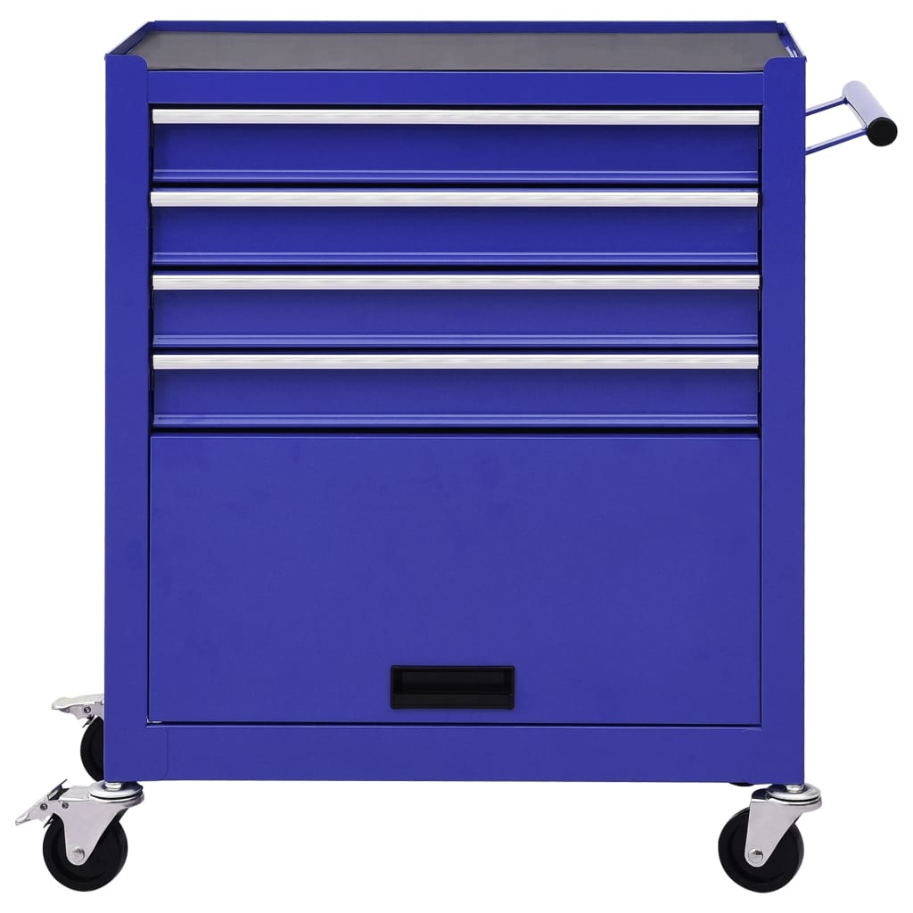 VidaXL Gereedschapswagen met 4 lades staal blauw