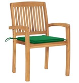 VidaXL Tuinstoelen 2 st met groene kussens massief teakhout