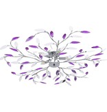 vidaXL Plafondlamp met acryl kristallen bladarmen voor 5xE14 paars