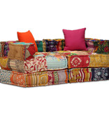 VidaXL Poef tweezits modulair stof patchwork