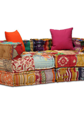 VidaXL Poef tweezits modulair stof patchwork