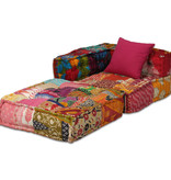 VidaXL Poef tweezits modulair stof patchwork