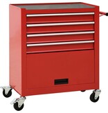 VidaXL Gereedschapswagen met 4 lades staal rood