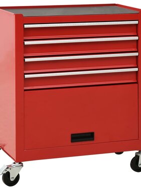 VidaXL Gereedschapswagen met 4 lades staal rood