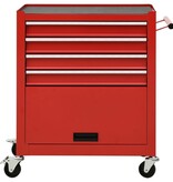 VidaXL Gereedschapswagen met 4 lades staal rood