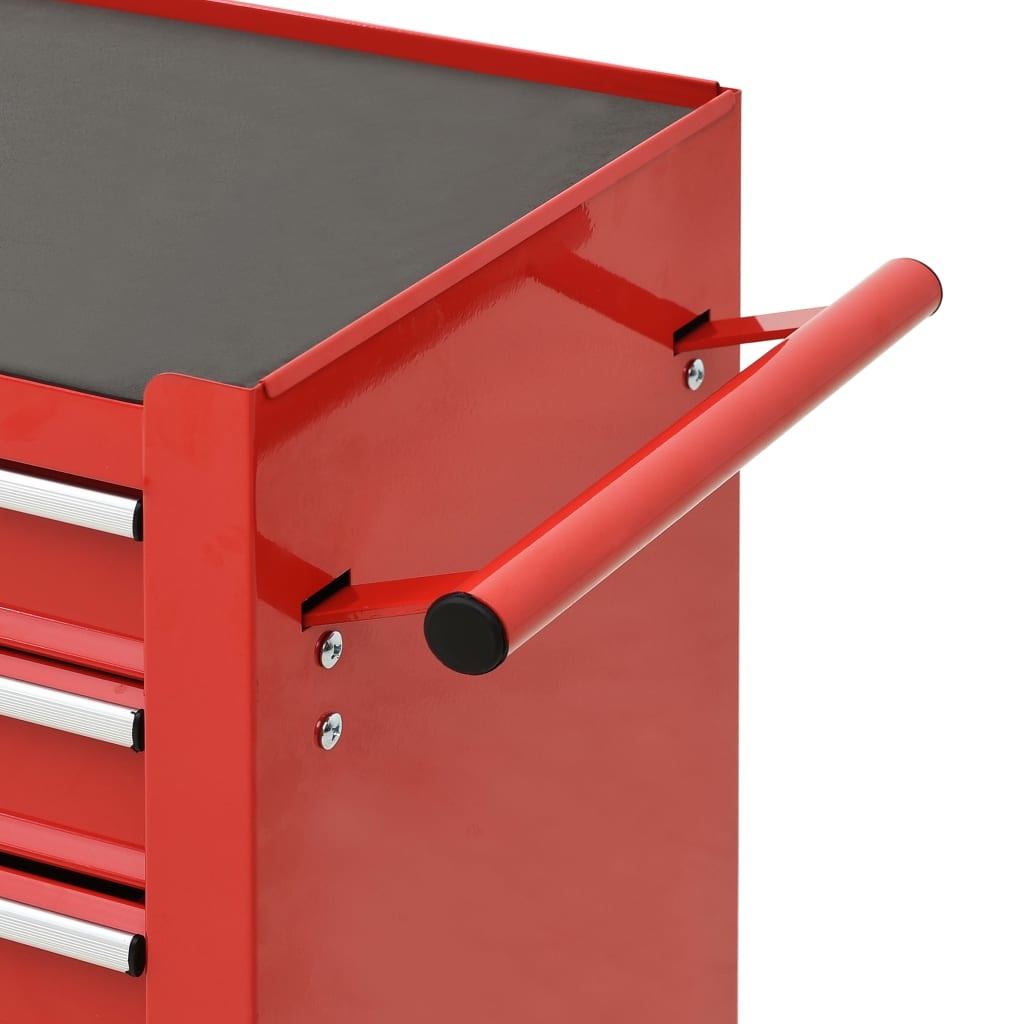 VidaXL Gereedschapswagen met 4 lades staal rood
