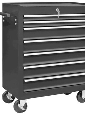 VidaXL Gereedschapswagen met 7 lades zwart