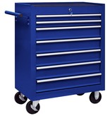 VidaXL Gereedschapswagen met 7 lades blauw