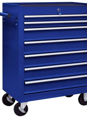 VidaXL Gereedschapswagen met 7 lades blauw