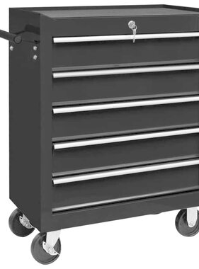 VidaXL Gereedschapswagen met 5 lades zwart