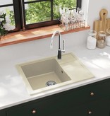 VidaXL Gootsteen met overloopgat ovaal graniet beige