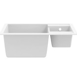 VidaXL Gootsteen dubbele bakken met overloopgat graniet wit