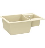 VidaXL Gootsteen dubbele bakken met overloopgat graniet beige