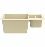 VidaXL Gootsteen dubbele bakken met overloopgat graniet beige