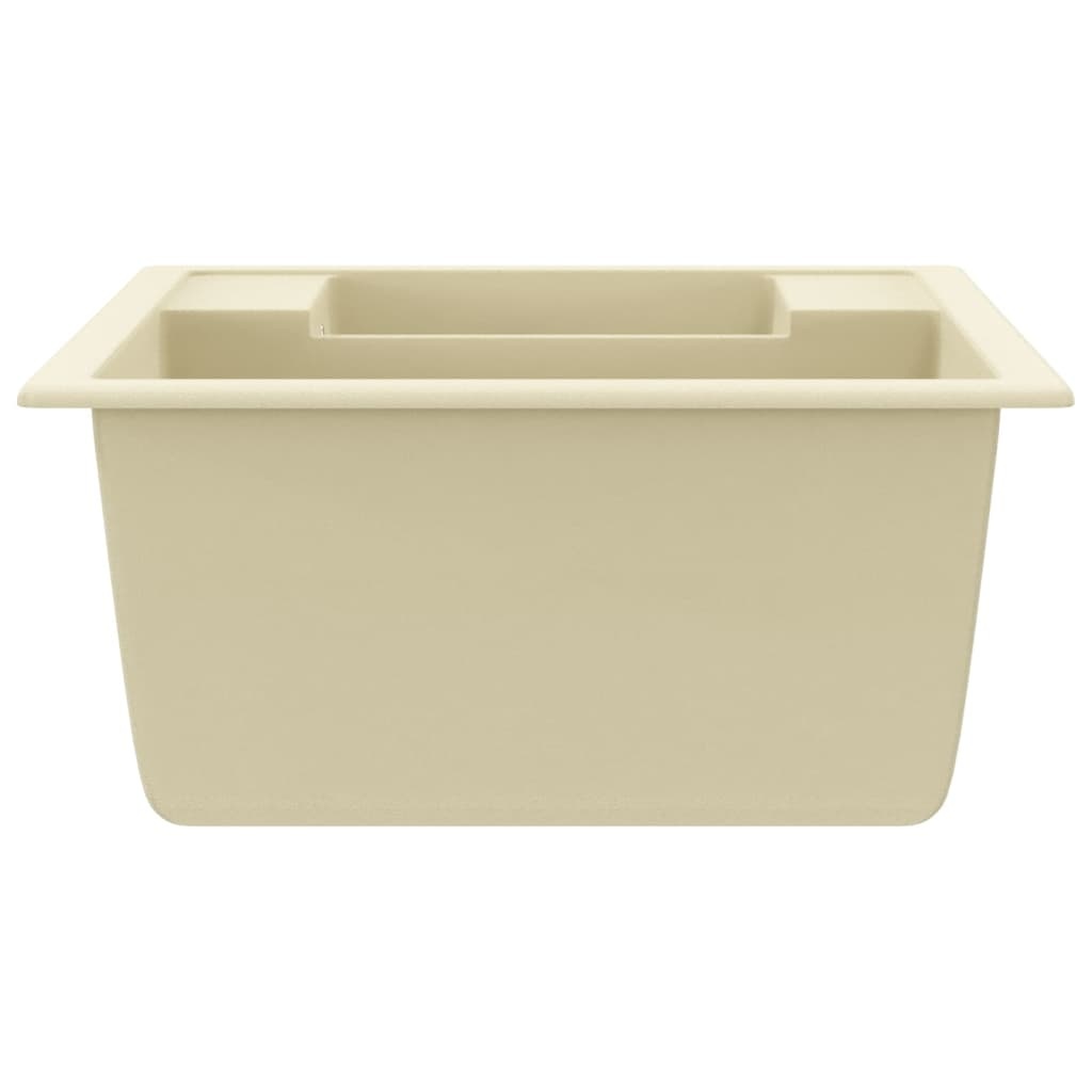 VidaXL Gootsteen dubbele bakken met overloopgat graniet beige