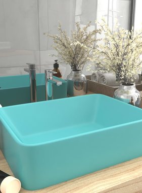 VidaXL Wastafel 41x30x12 cm keramiek mat lichtgroen