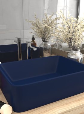 VidaXL Wastafel 41x30x12 cm keramiek mat donkerblauw