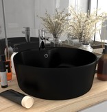 VidaXL Wastafel met overloop 36x13 cm keramiek matzwart