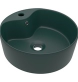 VidaXL Wastafel met overloop 36x13 cm keramiek mat donkergroen