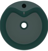 VidaXL Wastafel met overloop 36x13 cm keramiek mat donkergroen