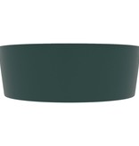 VidaXL Wastafel met overloop 36x13 cm keramiek mat donkergroen