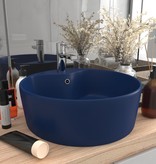 VidaXL Wastafel met overloop 36x13 cm keramiek mat donkerblauw