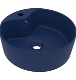 VidaXL Wastafel met overloop 36x13 cm keramiek mat donkerblauw