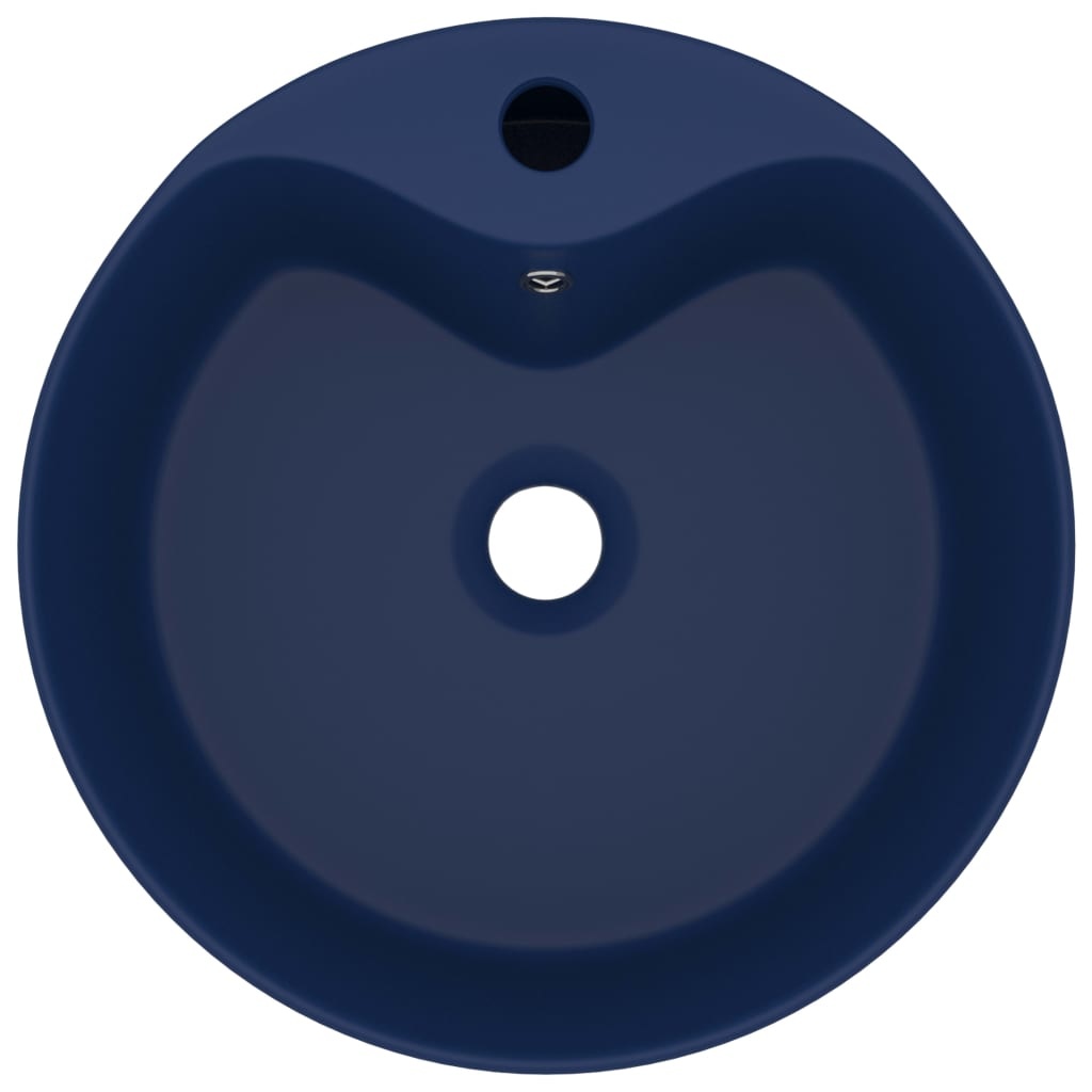 VidaXL Wastafel met overloop 36x13 cm keramiek mat donkerblauw
