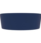 VidaXL Wastafel met overloop 36x13 cm keramiek mat donkerblauw
