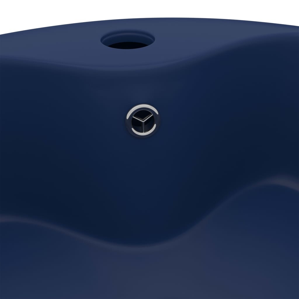 VidaXL Wastafel met overloop 36x13 cm keramiek mat donkerblauw