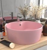 VidaXL Wastafel met overloop 36x13 cm keramiek mat roze