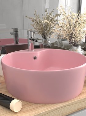 VidaXL Wastafel met overloop 36x13 cm keramiek mat roze