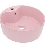 VidaXL Wastafel met overloop 36x13 cm keramiek mat roze