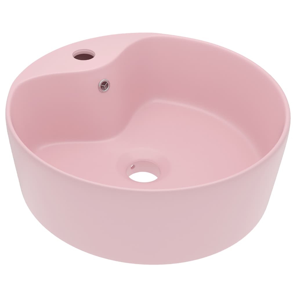 VidaXL Wastafel met overloop 36x13 cm keramiek mat roze