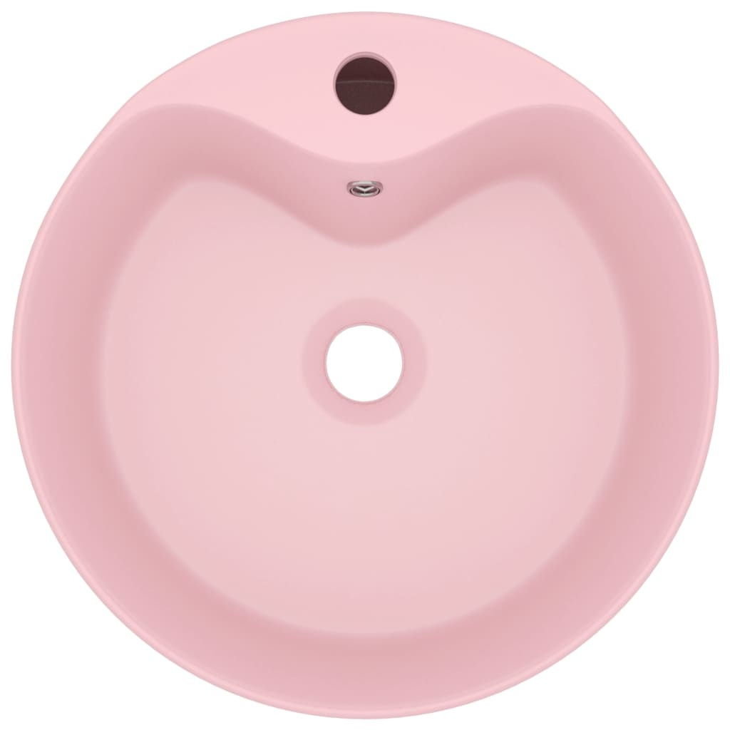 VidaXL Wastafel met overloop 36x13 cm keramiek mat roze