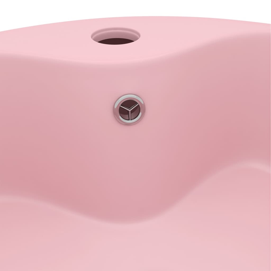 VidaXL Wastafel met overloop 36x13 cm keramiek mat roze