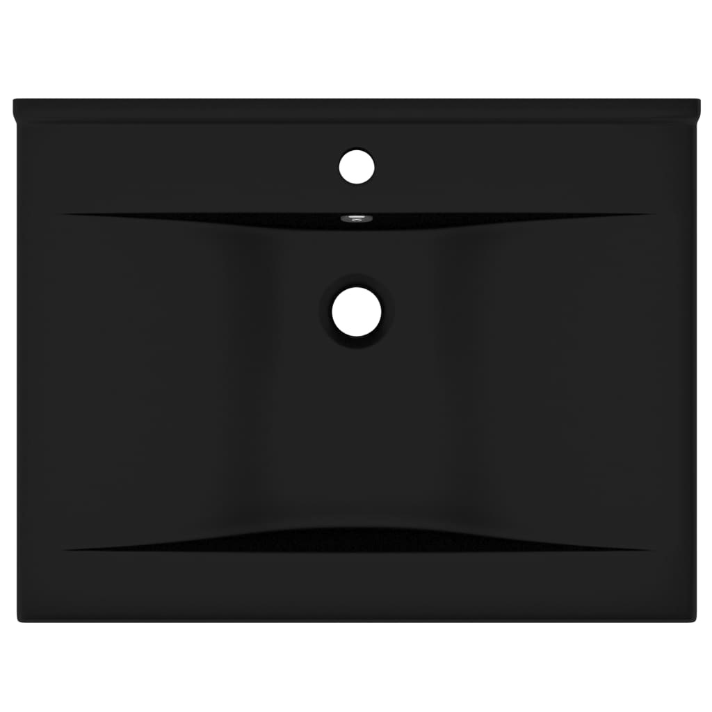 VidaXL Wastafel met kraangat 60x46 cm keramiek matzwart