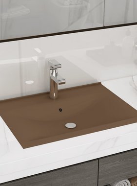 VidaXL Wastafel met kraangat 60x46 cm keramiek mat crème