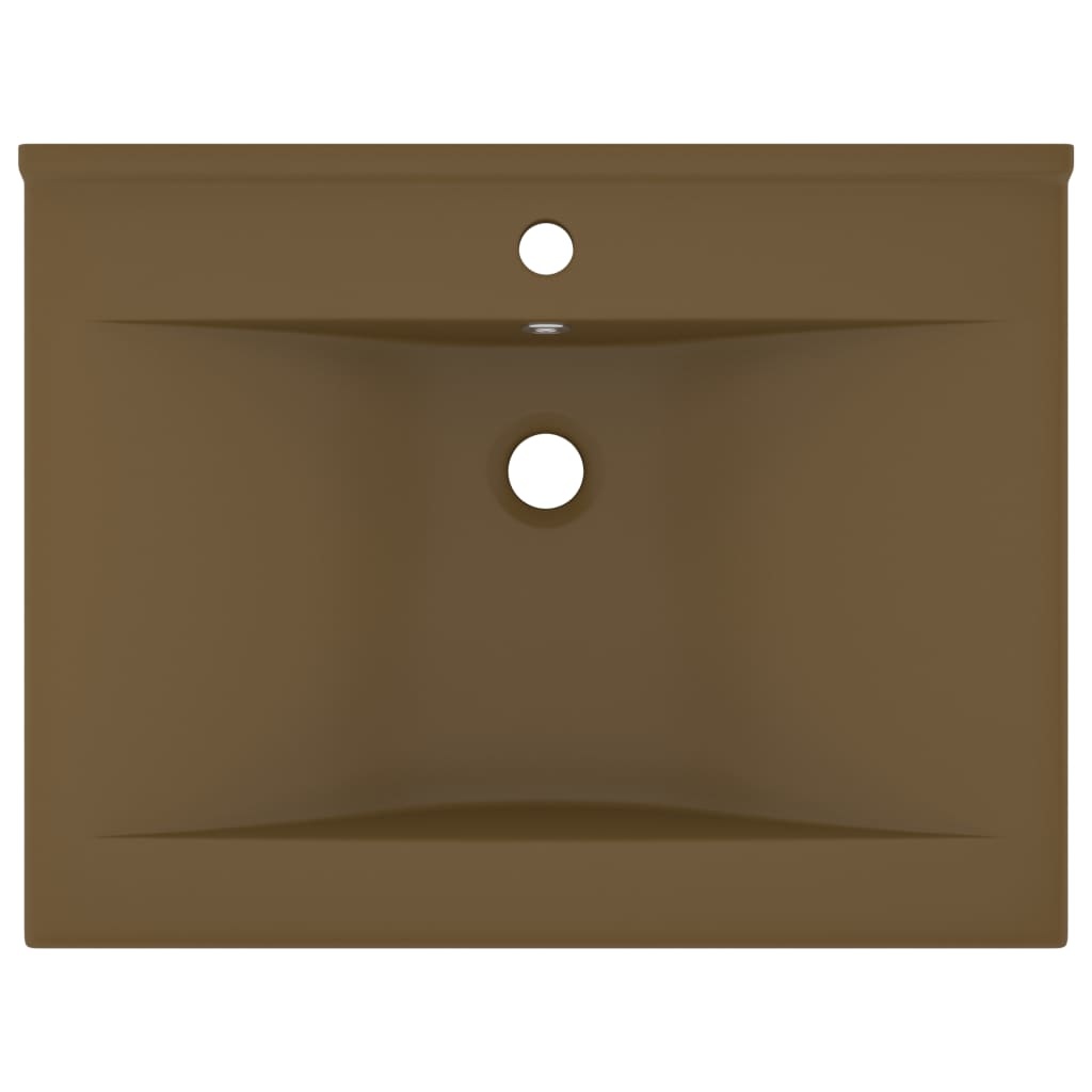 VidaXL Wastafel met kraangat 60x46 cm keramiek mat crème