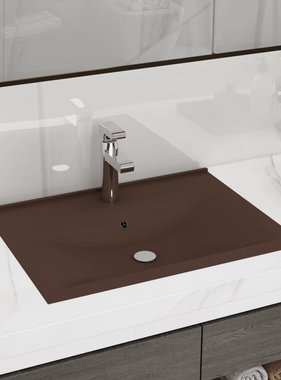 VidaXL Wastafel met kraangat 60x46 cm keramiek mat donkerbruin