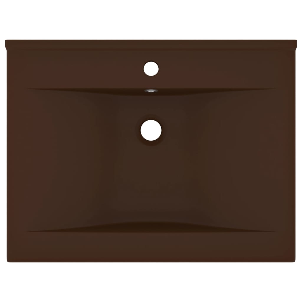 VidaXL Wastafel met kraangat 60x46 cm keramiek mat donkerbruin