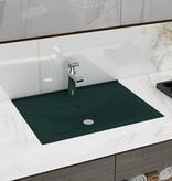 VidaXL Wastafel met kraangat 60x46 cm keramiek mat donkergroen