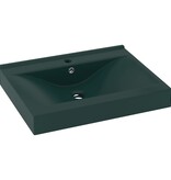 VidaXL Wastafel met kraangat 60x46 cm keramiek mat donkergroen