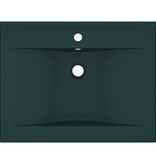 VidaXL Wastafel met kraangat 60x46 cm keramiek mat donkergroen