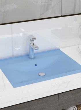 VidaXL Wastafel met kraangat 60x46 cm keramiek mat lichtblauw