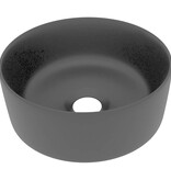 VidaXL Wastafel rond 40x15 cm keramiek matzwart