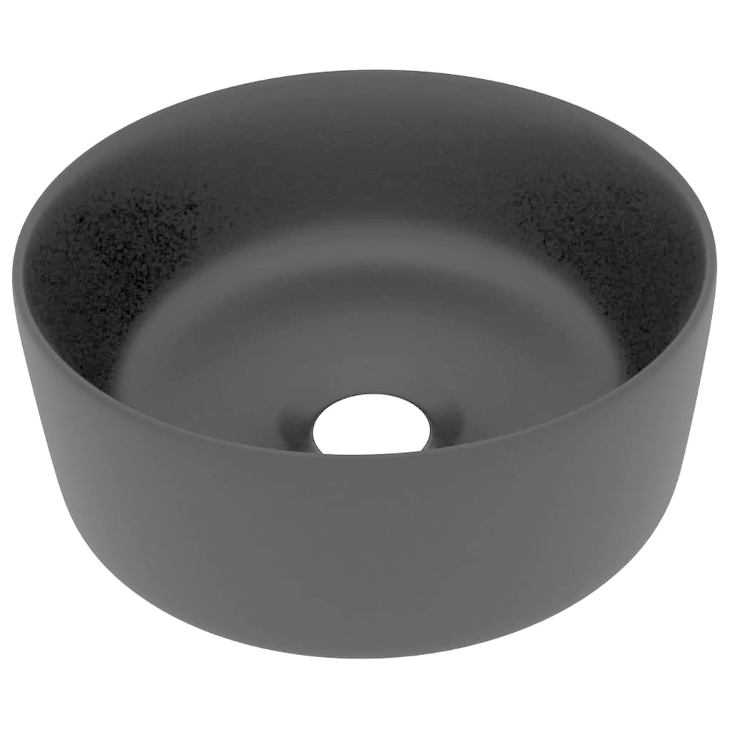 VidaXL Wastafel rond 40x15 cm keramiek matzwart