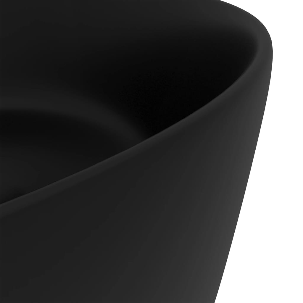 VidaXL Wastafel rond 40x15 cm keramiek matzwart
